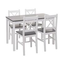 ESSZIMMER-SET Weiß, Grau - Weiß/Grau, Holz (108/86/64cm) - MCW