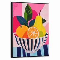 LEINWAND Bilder mit Rahmen - Obst - Abstrakter Hintergrund - Rosa - 50x70 - Pink, Textil (50/70cm) - MuchoWow