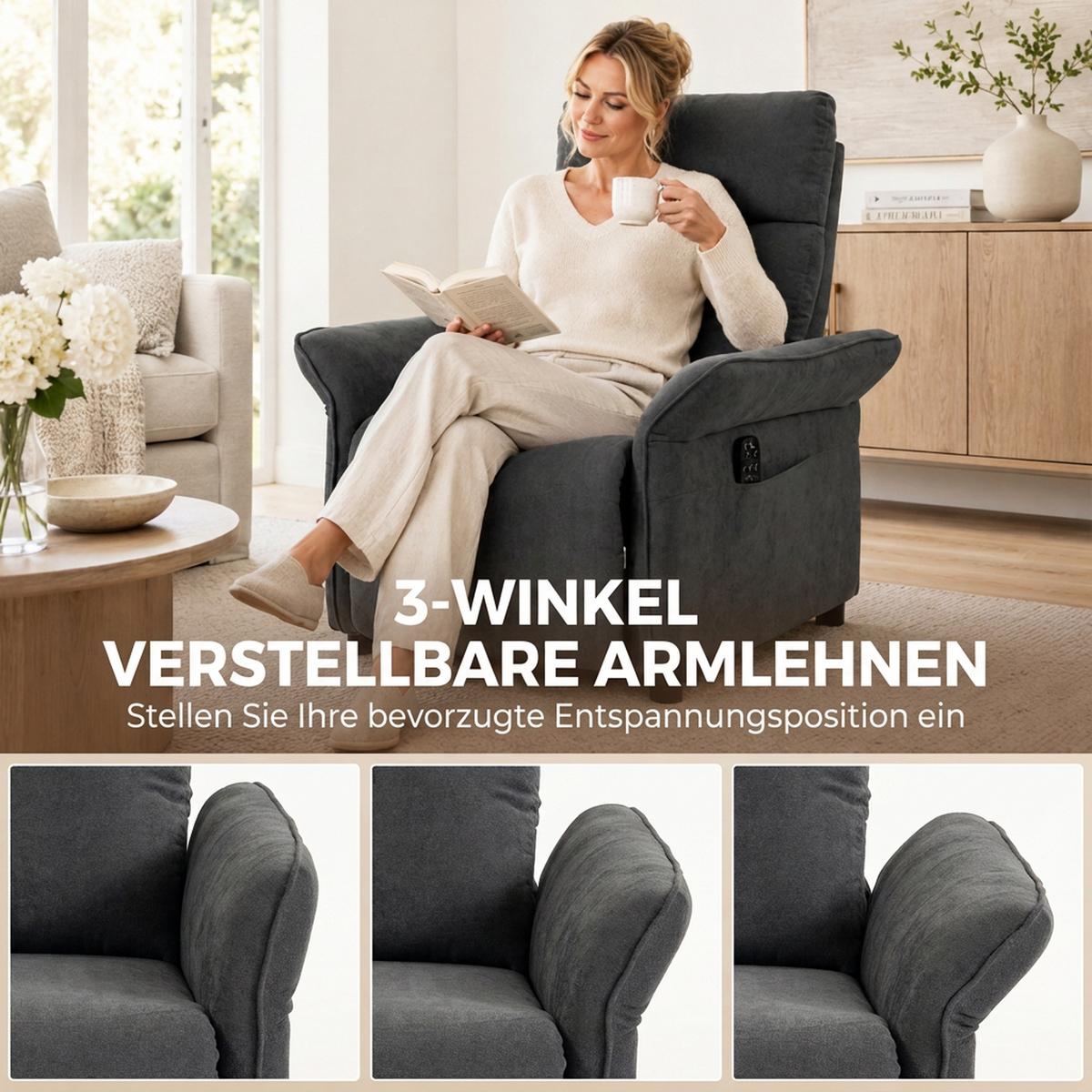 RELAXSESSEL Polyester Dunkelgrau - Dunkelgrau, Kunststoff/Textil (74/103/89cm) - HOMCOM