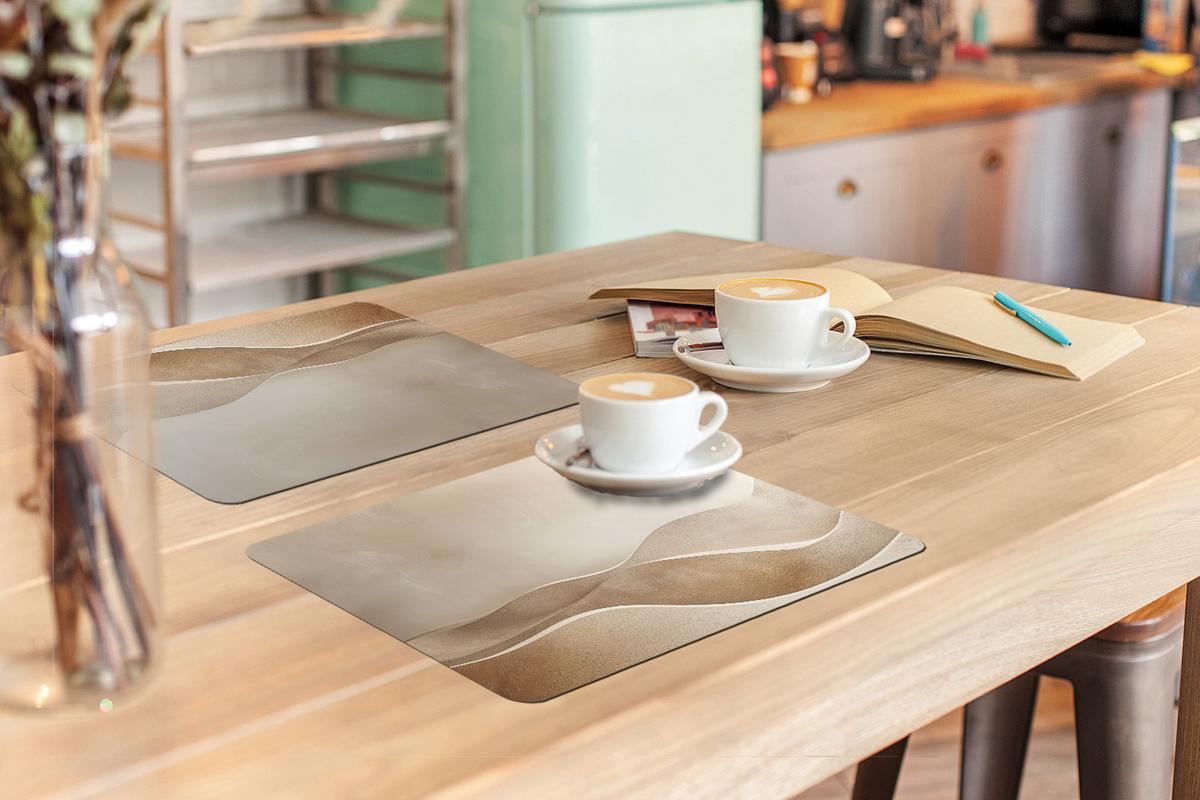 PLATZSETS 6er-Set Beige - Natur - Abstrakt - Modern Tischunterlage 45x30 cm - Champagner, Kunststoff (0.3/45/30cm) - MuchoWow