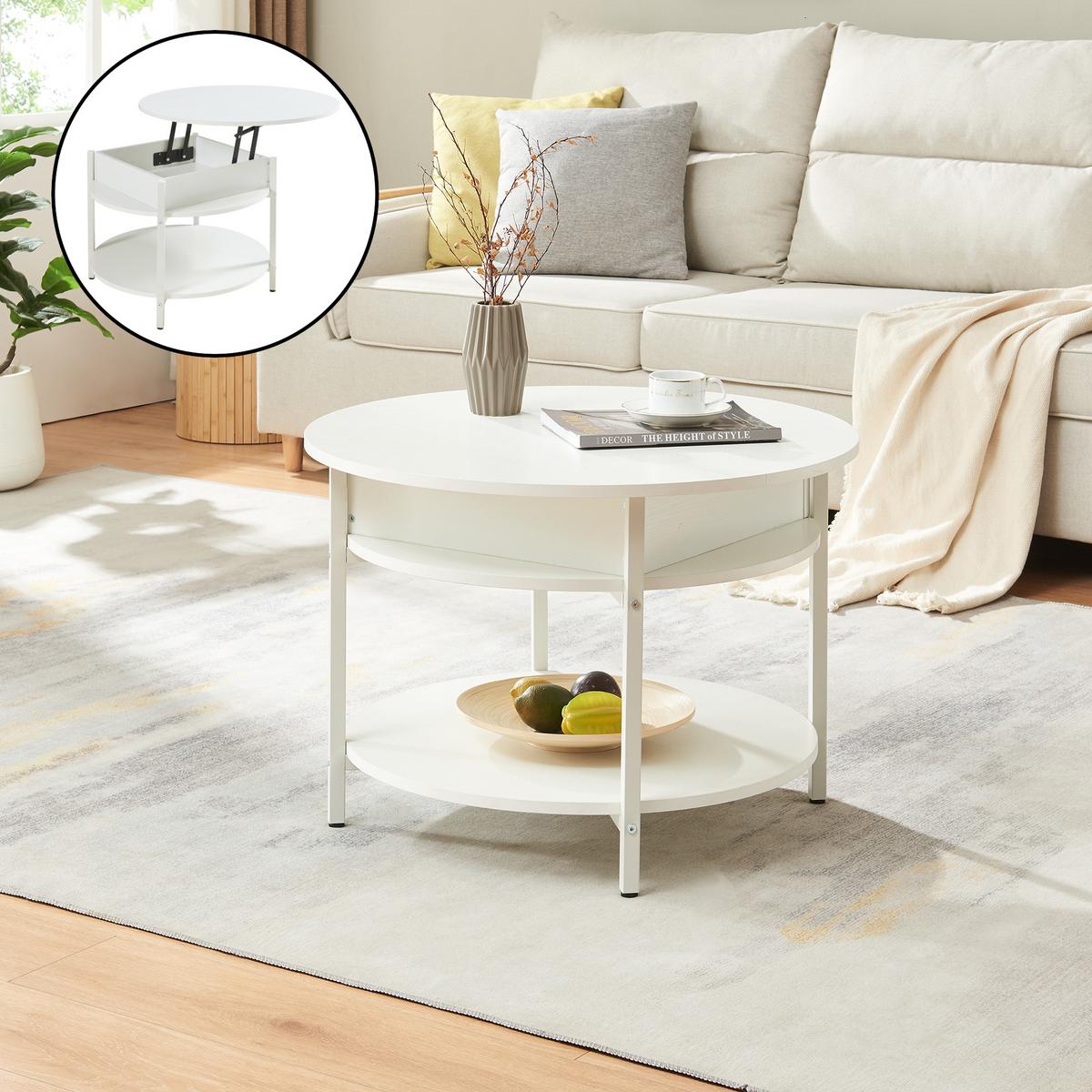 COUCHTISCH Kandas 70/49 cm - Weiß, Holzwerkstoff/Metall (70/70/49cm) - [en.casa]