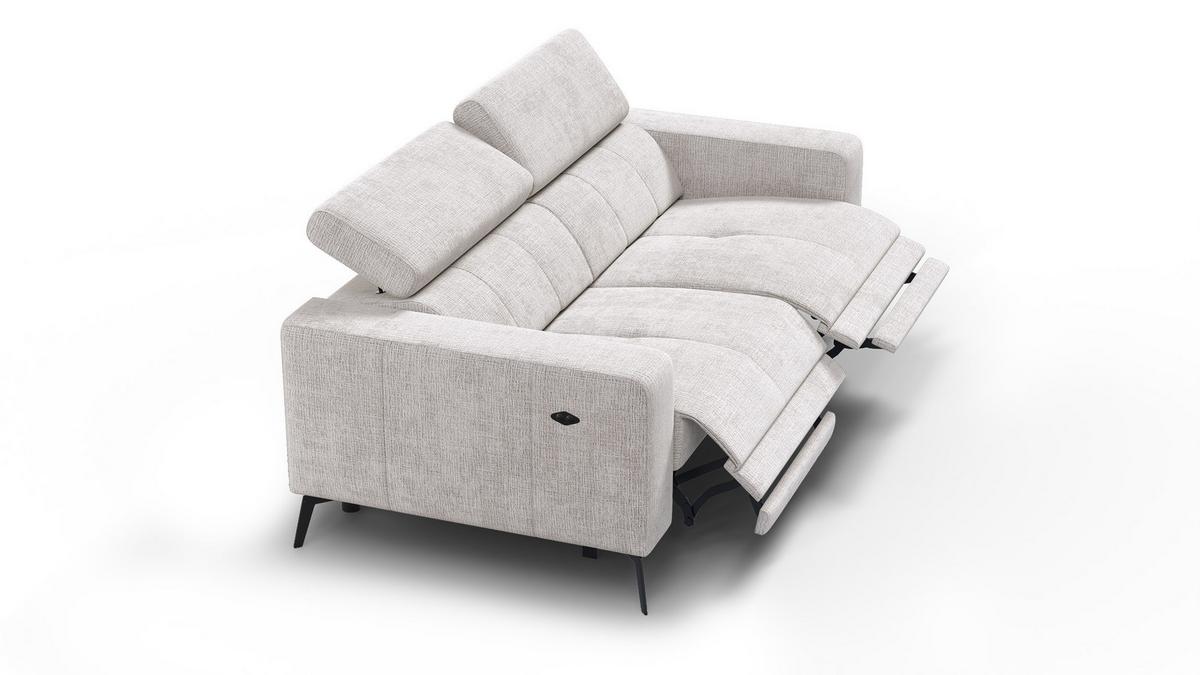 RELAXSOFA MORELLO 3-Sitzer, creme, 2 x Relax Zero Gravity - Creme, Holz/Textil (206/82/103cm) - Wozimo