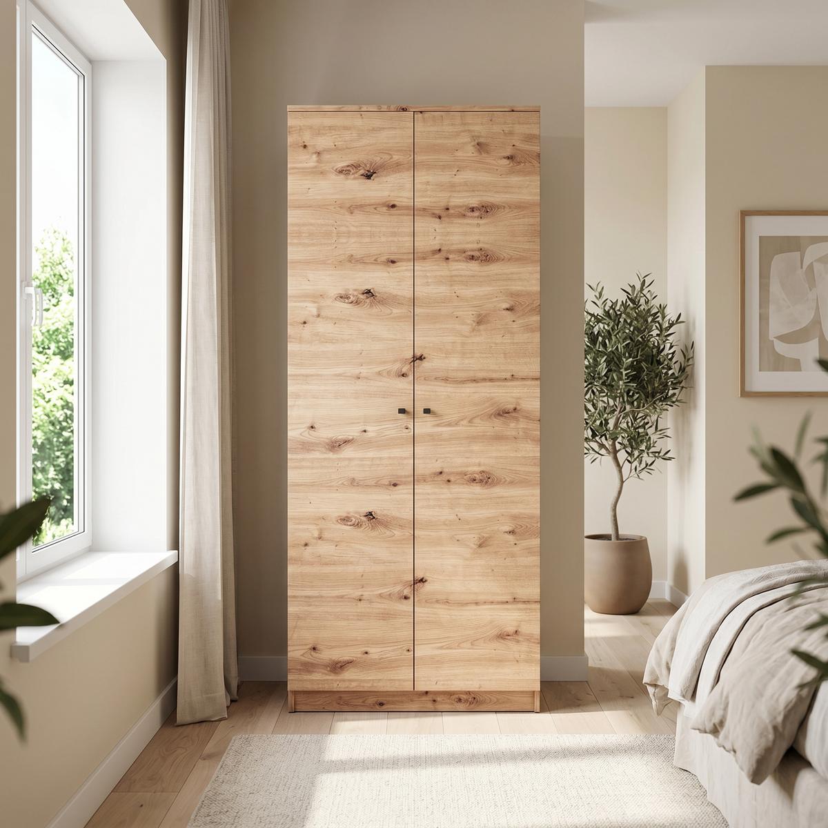 DREHTÜRENSCHRANK NATURIO 80/190/56cm 2-türig Eiche Artisan - Eiche Artisan, Holzwerkstoff (80/190/56cm) - MASSENO