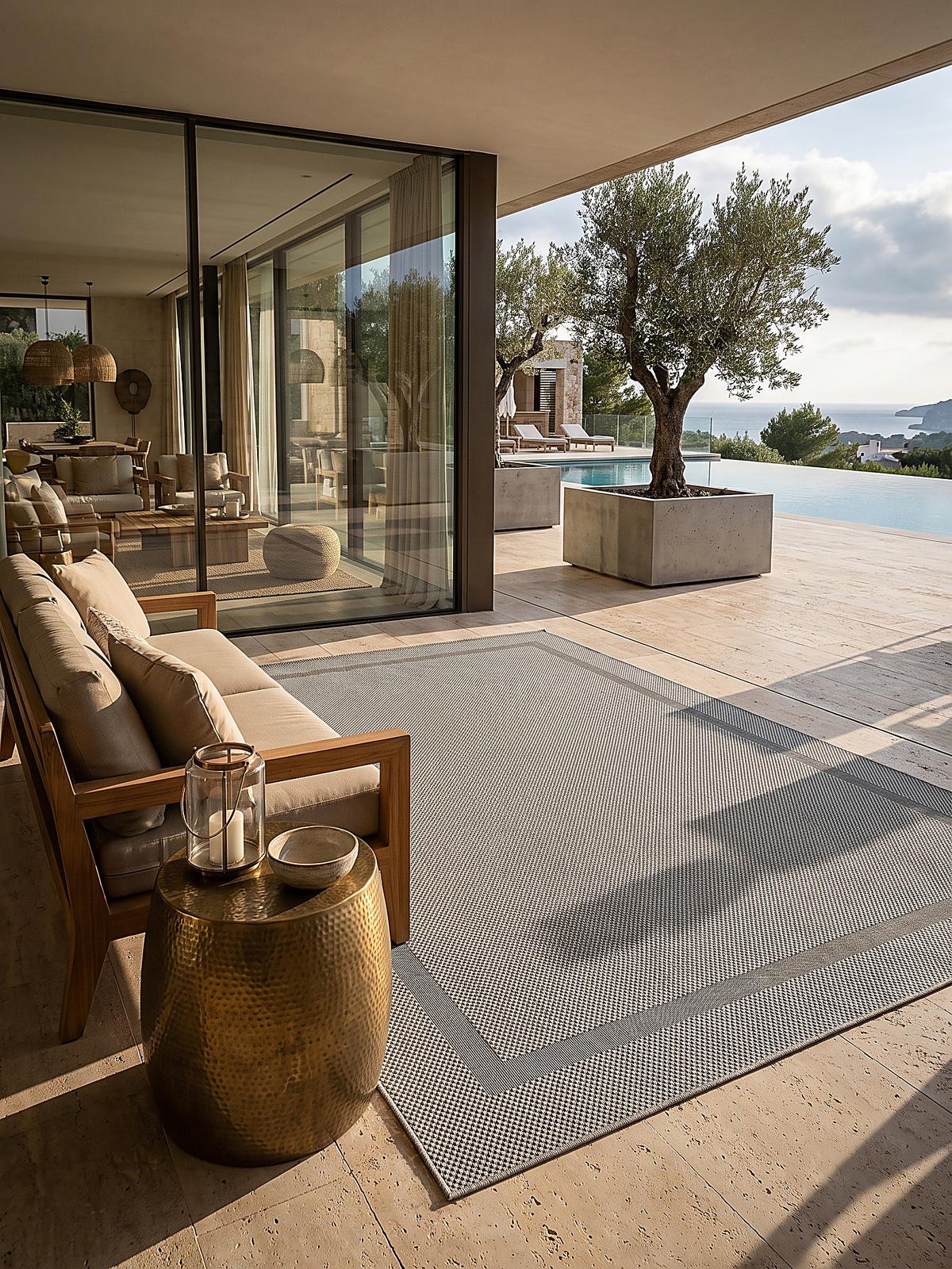 FLACHWEBTEPPICH Bordüre BORNO Polypropylen Grau 140 x 200 cm - Grau, Textil (140/200cm) - KADIMA DESIGN