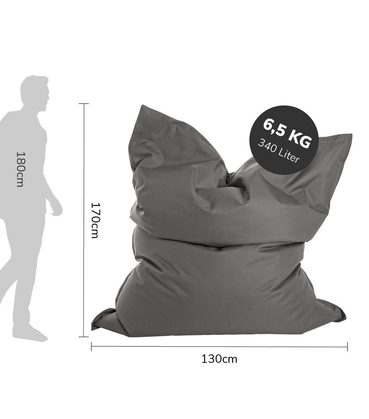 OUTDOOR SITZSACK mit Schutzhülle Der Große - Anthrazit, Textil (130/170/20cm) - Mokebo