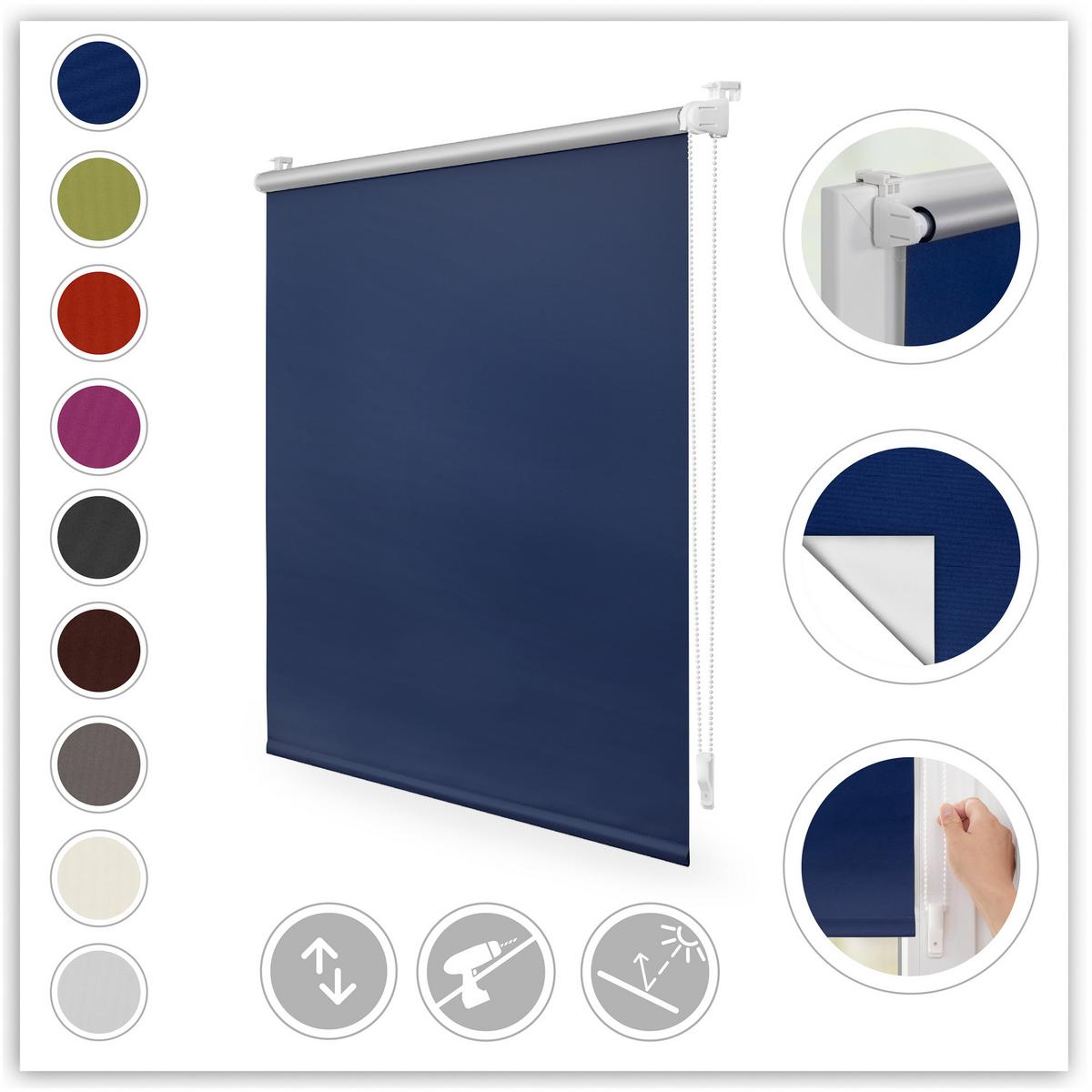 THERMO-ROLLO KLEMMFIX, OHNE BOHREN, VERDUNKELUNG - Blau, Kunststoff (90/150cm) - Lichtblick Original