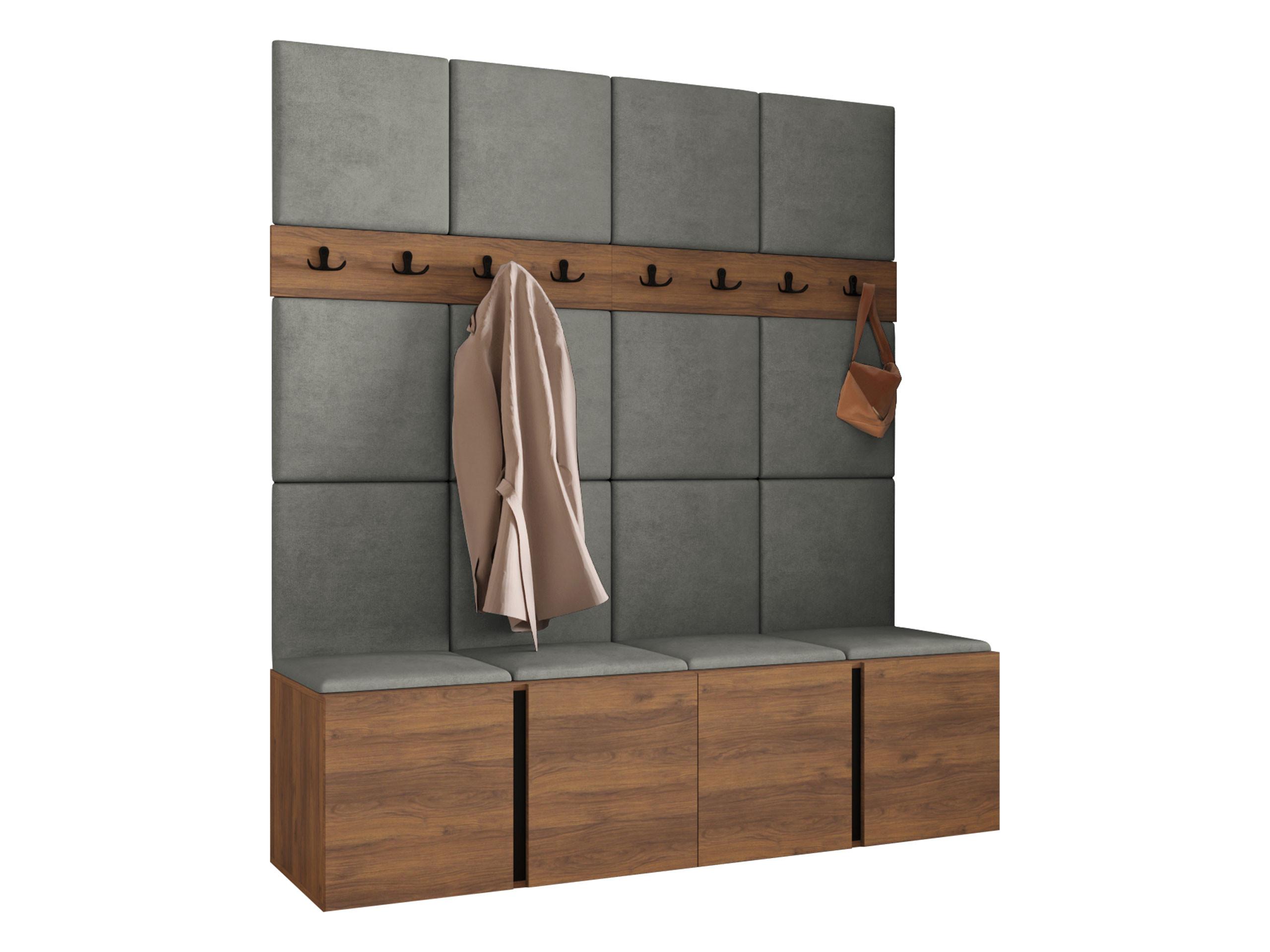 GARDEROBEN-SET Orion V - Nussbaumfarben/Grau, Holzwerkstoff/Kunststoff (168/186/46cm) - MIRJAN24