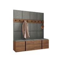 GARDEROBEN-SET Orion V - Nussbaumfarben/Grau, Holzwerkstoff/Kunststoff (168/186/46cm) - MIRJAN24