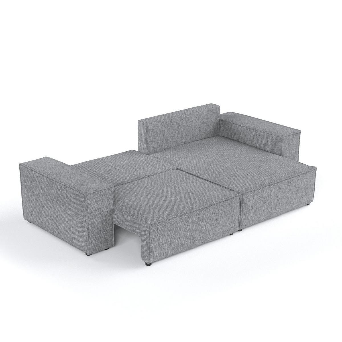 ECKSOFA CAVO mit Schlaffunktion Grau im Neve Stoff - Schwarz/Grau, Holz/Holzwerkstoff (255/148cm) - AltaBeds