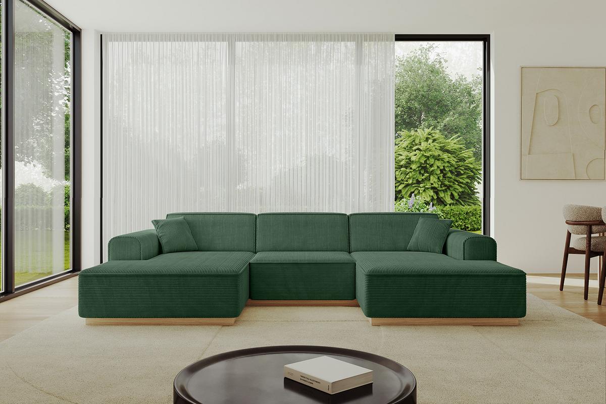 WOHNLANDSCHAFT IREA-U1-v2 - 301x165x80 cm Grün - Currygelb, Holzwerkstoff/Textil (301/80/165cm) - ALTDECOR