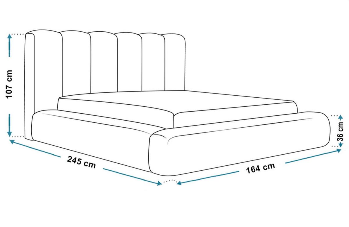 BETT 120x200 - Polsterbett mit Bettkasten und Metallrahmen - Modern Bett - Eleganter Jasmine-Stoff - Kollektion Alva Maxi - Grau - Grau, Holz/Textil (120/200cm) - Alpi-Möbel