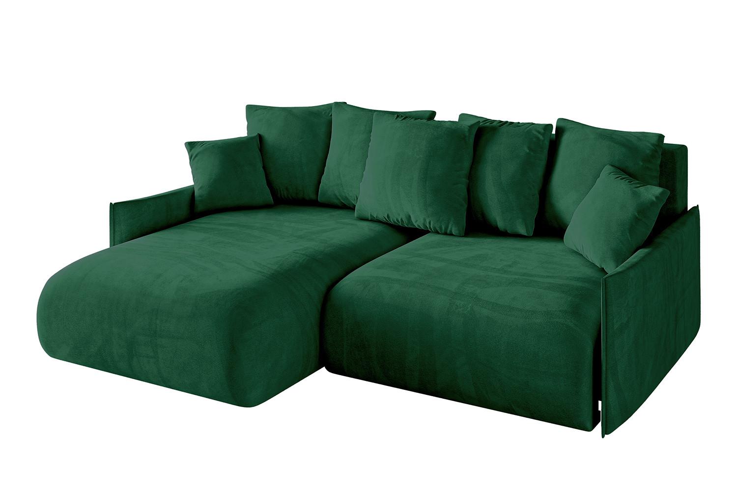 ECKSOFA Ottomane links ONESK-L-v1 216x177x72 Grün Velours - Grün, Holzwerkstoff/Kunststoff (216/177cm) - ALTDECOR