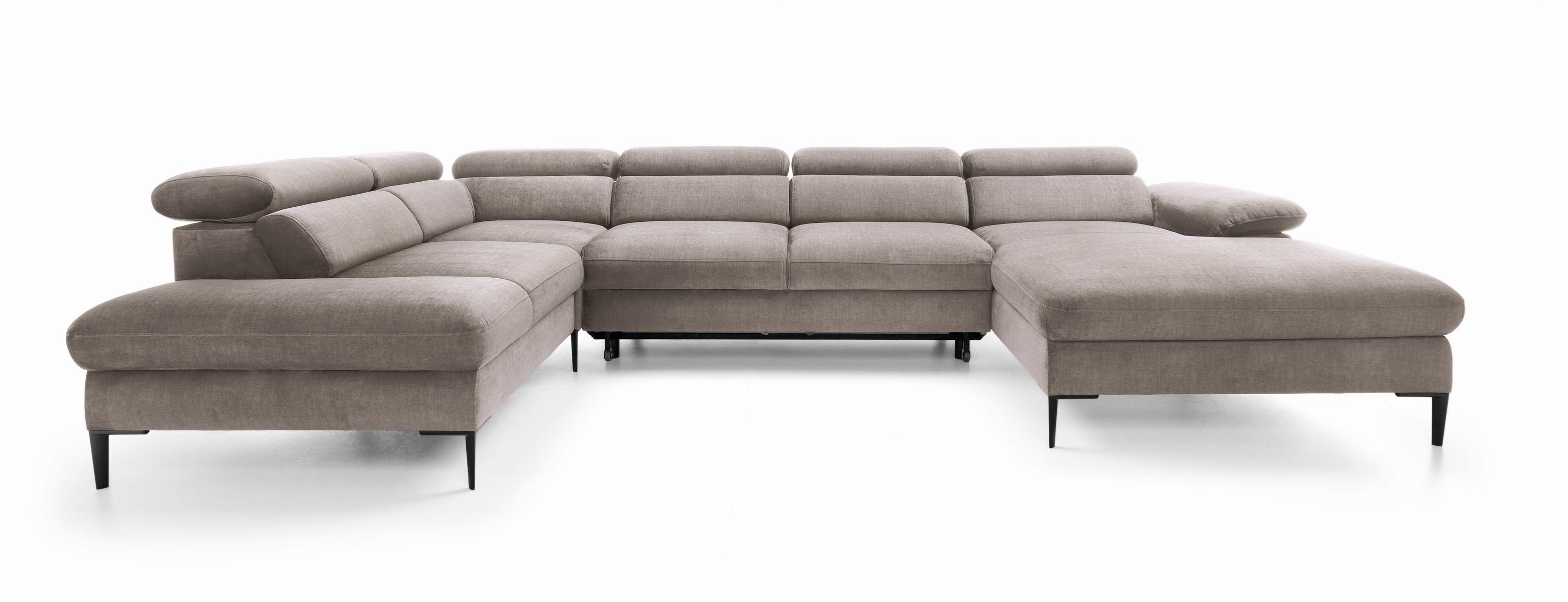 WOHNLANDSCHAFT MESTO Braun Velours-Stoff mit Schlaffunktion - Braun, Holz (353/94/182cm) - MASSENO