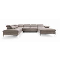 WOHNLANDSCHAFT MESTO Braun Velours-Stoff mit Schlaffunktion - Braun, Holz (353/94/182cm) - MASSENO