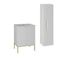 BADMÖBEL 60cm Daria 2er-Set Weiß - Weiß, Holzwerkstoff (60/84/45.8cm) - Petits-meubles