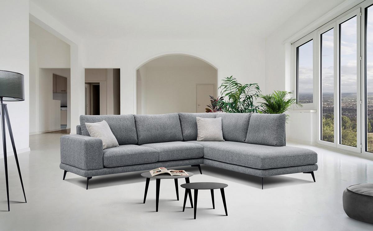 ECKSOFA MEDIOLANE 5-Sitzer, grau - Grau, Holzwerkstoff/Textil (282/219cm) - Wozimo
