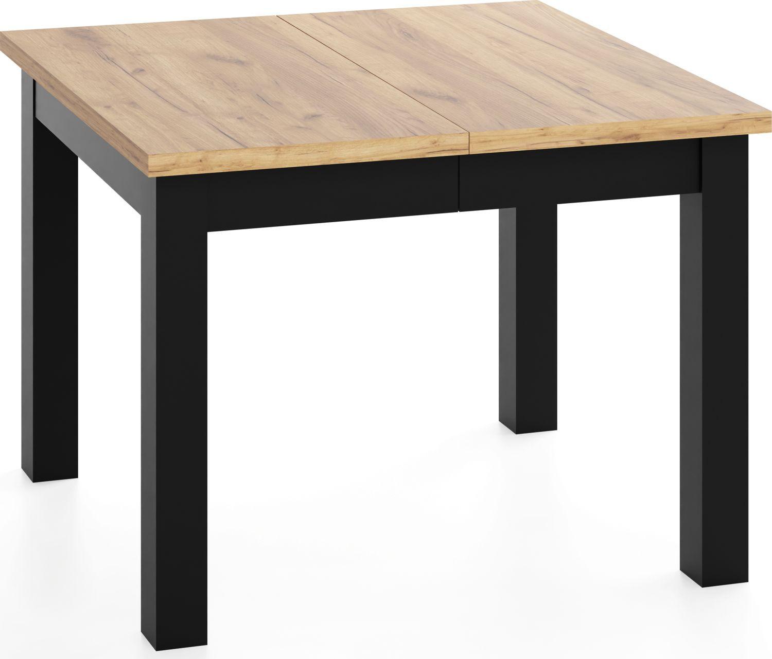ESSTISCH Toren ausziehbar verlängerbar quadratisch, Eiche Braun 100-300/100/76.5 cm - Eiche Wotan/Schwarz, Holz/Holzwerkstoff (100/300/76.5cm) - WFL GROUP