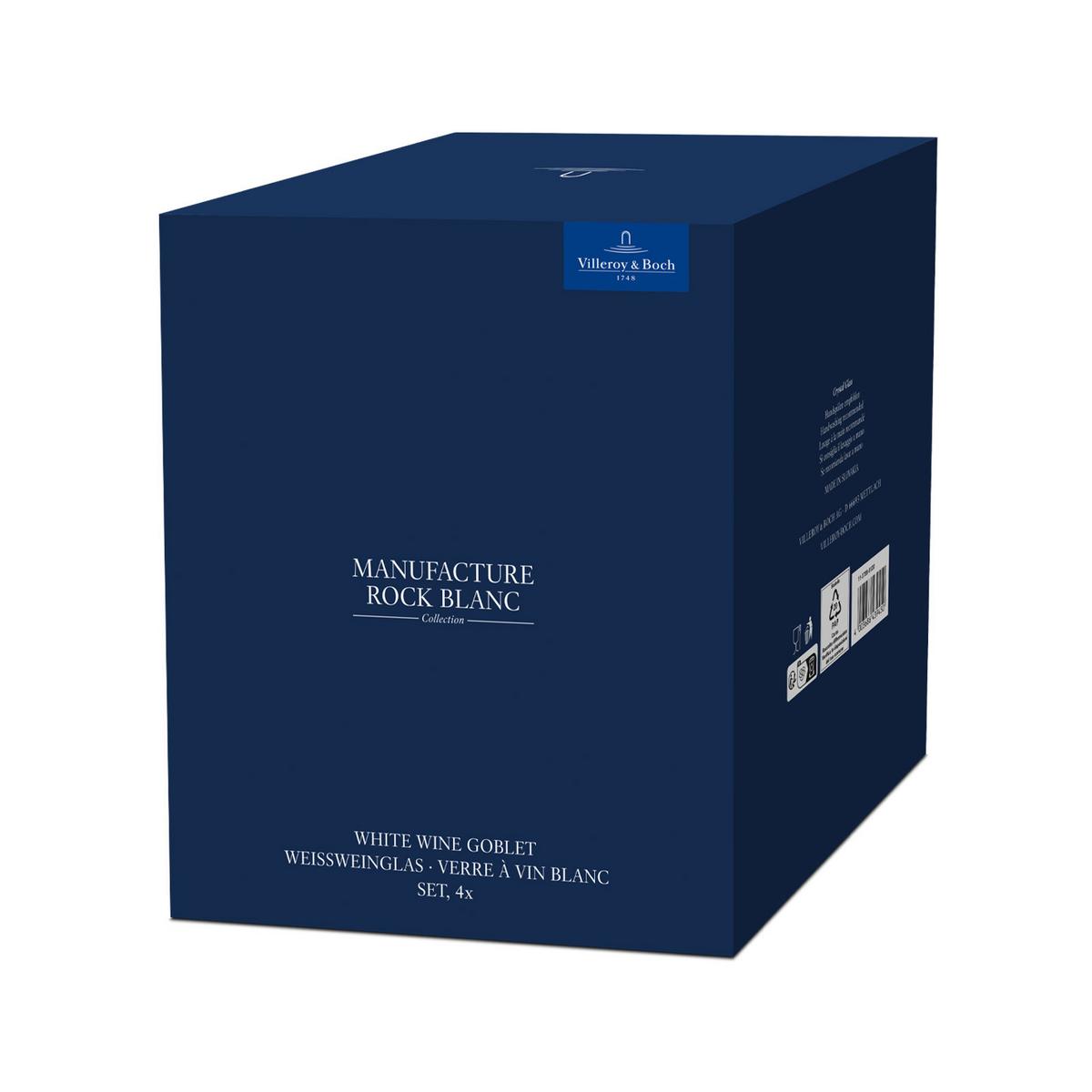 WEISSWEINGLÄSER Manufacture Rock weiß-transparent 380 ml 4er Set - Transparent/Weiß, Glas (0.38L) - Villeroy & Boch