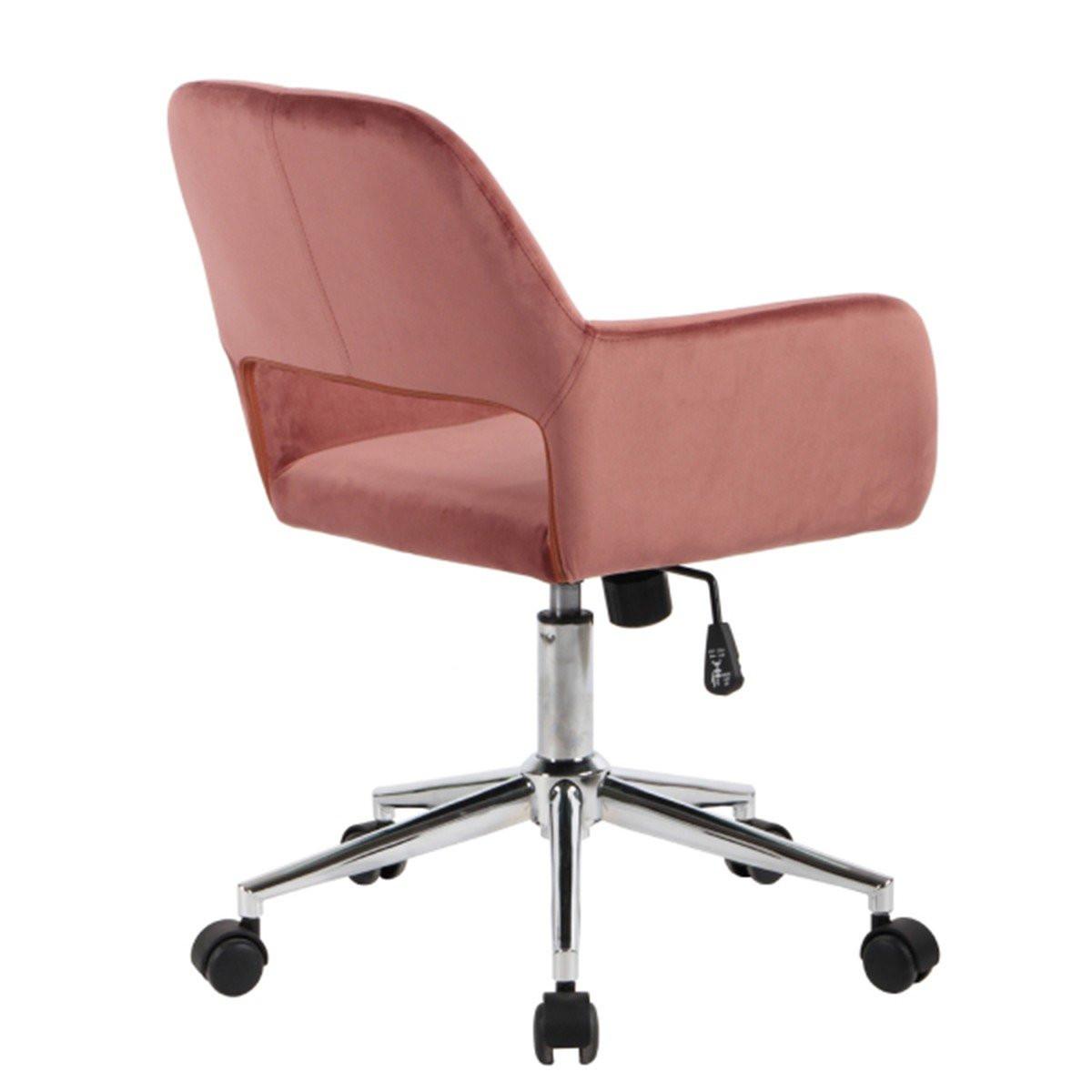 VERSTELLBARER Bürostuhl aus Velour - Ross - Pink, Metall (55/85/56cm) - Calicosy