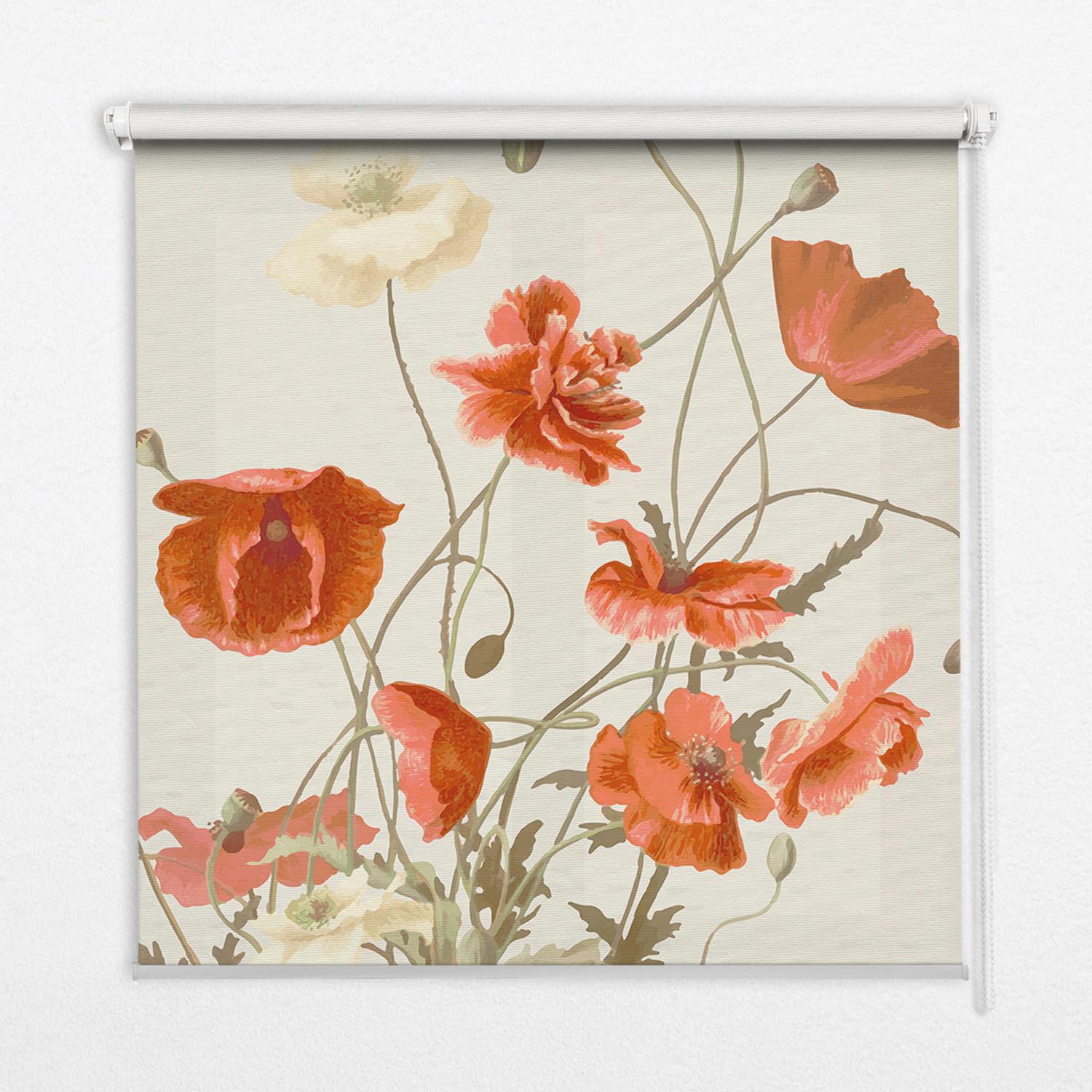 INNENROLLO - Fensterrollo - Rollo - 80x180 cm - Mohnblumen - Grau, Kunststoff (80/180/0.5cm) - TULUP