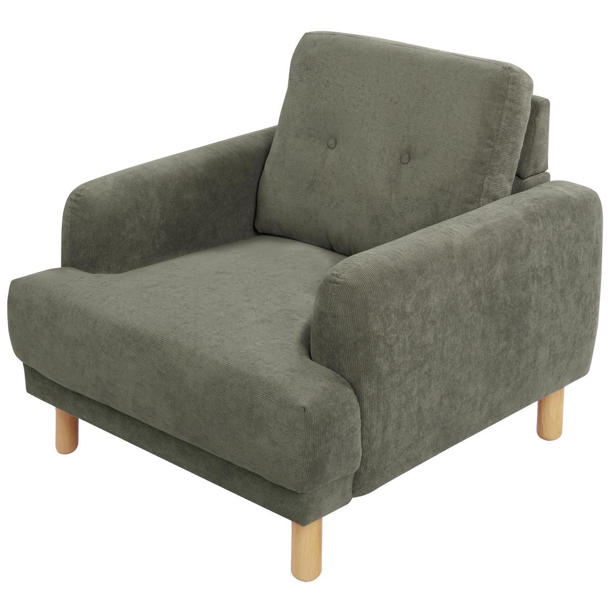 SESSEL Dunkelgrün Tuve - Hellbraun/Grün, Textil (88/85/90cm) - Beliani