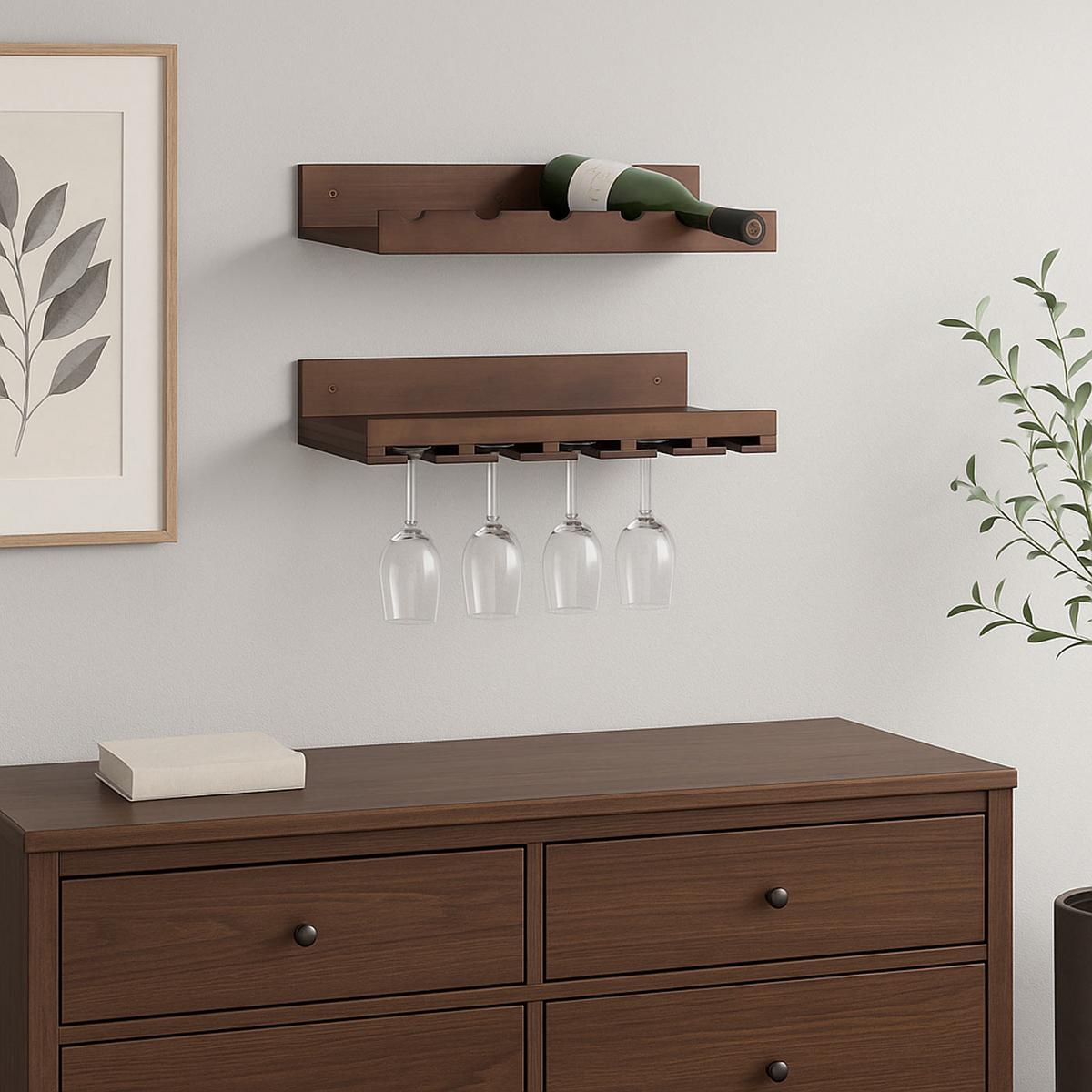 WEINREGAL Braun 2er-Set-Set - Braun, Holz (61/12/28cm) - MCW