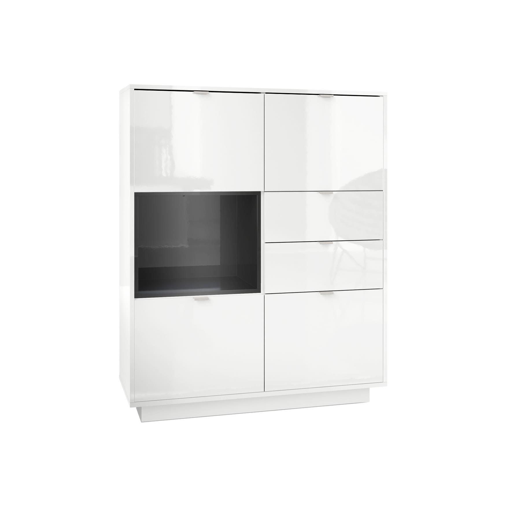 HIGHBOARD Metro Einsatz in Schwarz Hochglanz - Schwarz Hochglanz, Holzwerkstoff (103/123/37.5cm) - Vladon