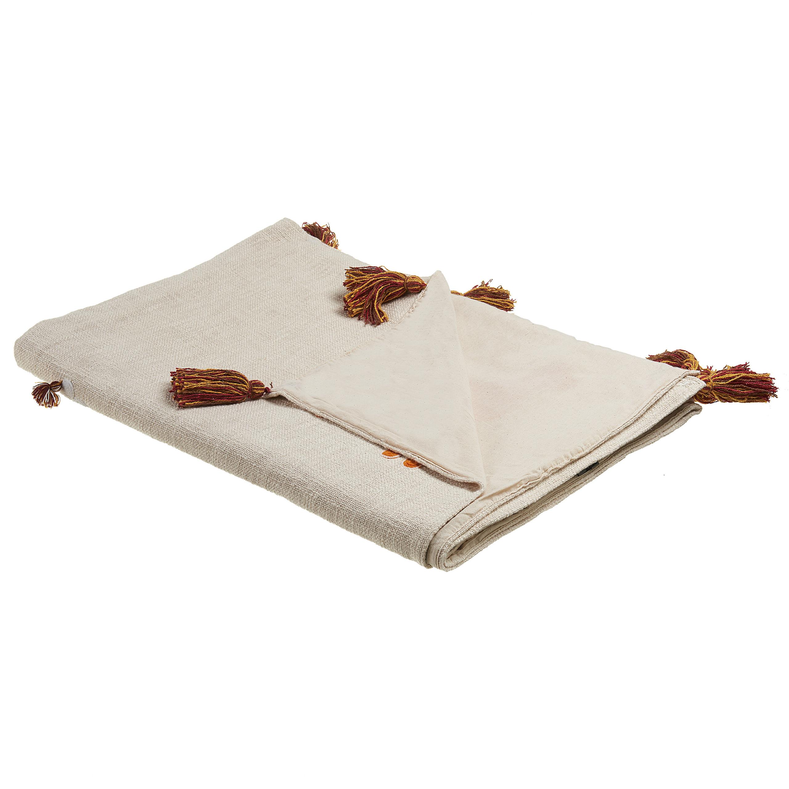 DECKE Beige Khandwa 130/180 cm - Beige, Naturmaterialien/Textil (130/180cm) - Beliani