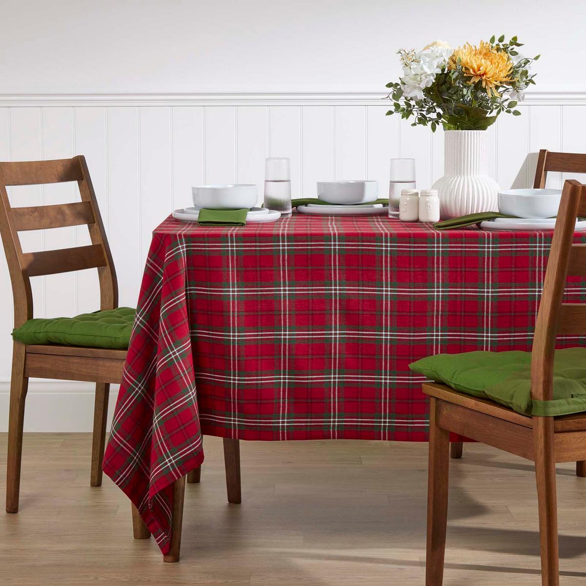 TISCHDECKE Edward rot kariert, 137/228 cm, 100% Baumwolle - Rot, Textil (137/228cm) - Homescapes
