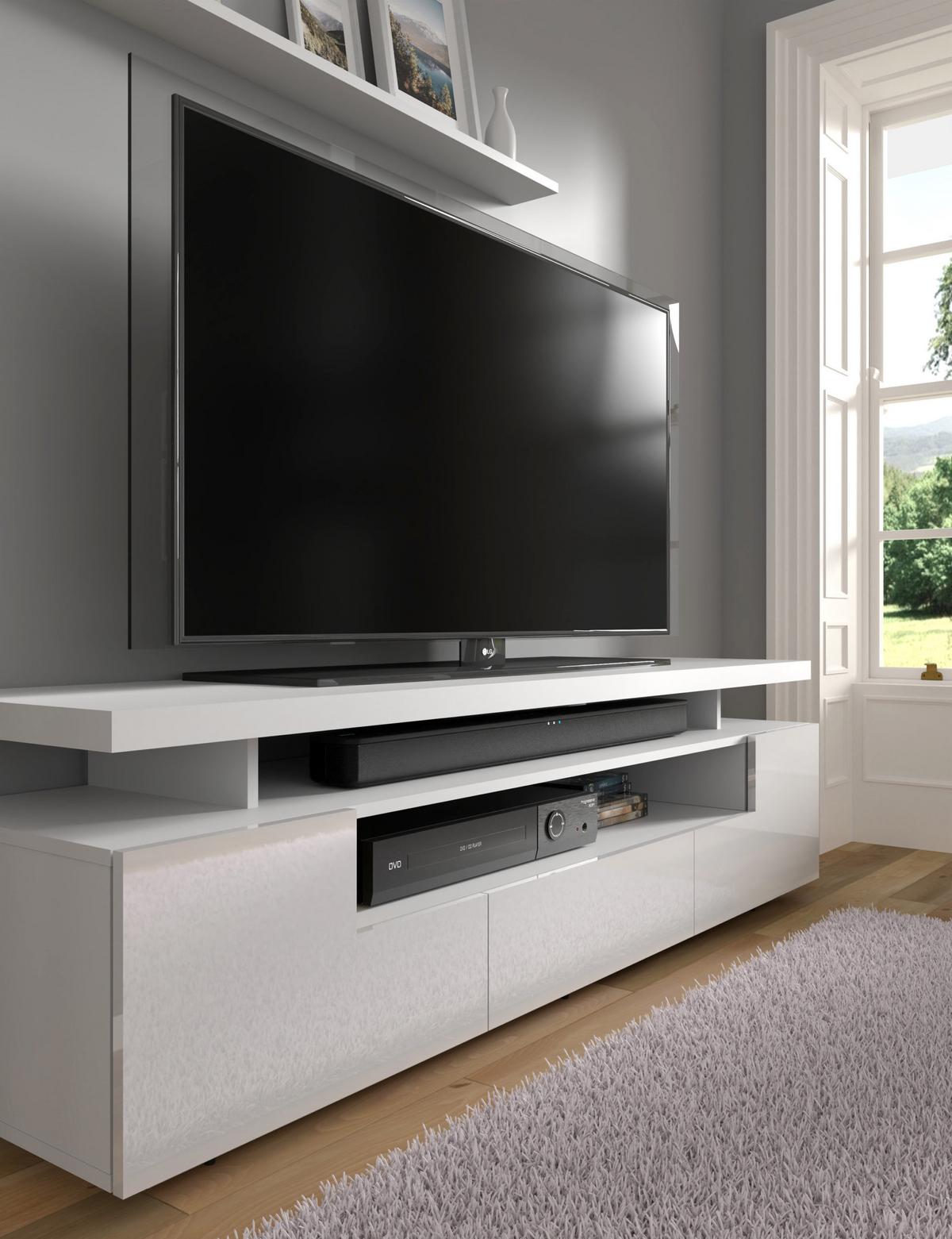TV LOWBOARD Weiß Hochglanz 180/51/42 - Weiß Hochglanz, Holzwerkstoff (180/51/42cm) - RAUMHIRSCH FURNITURE