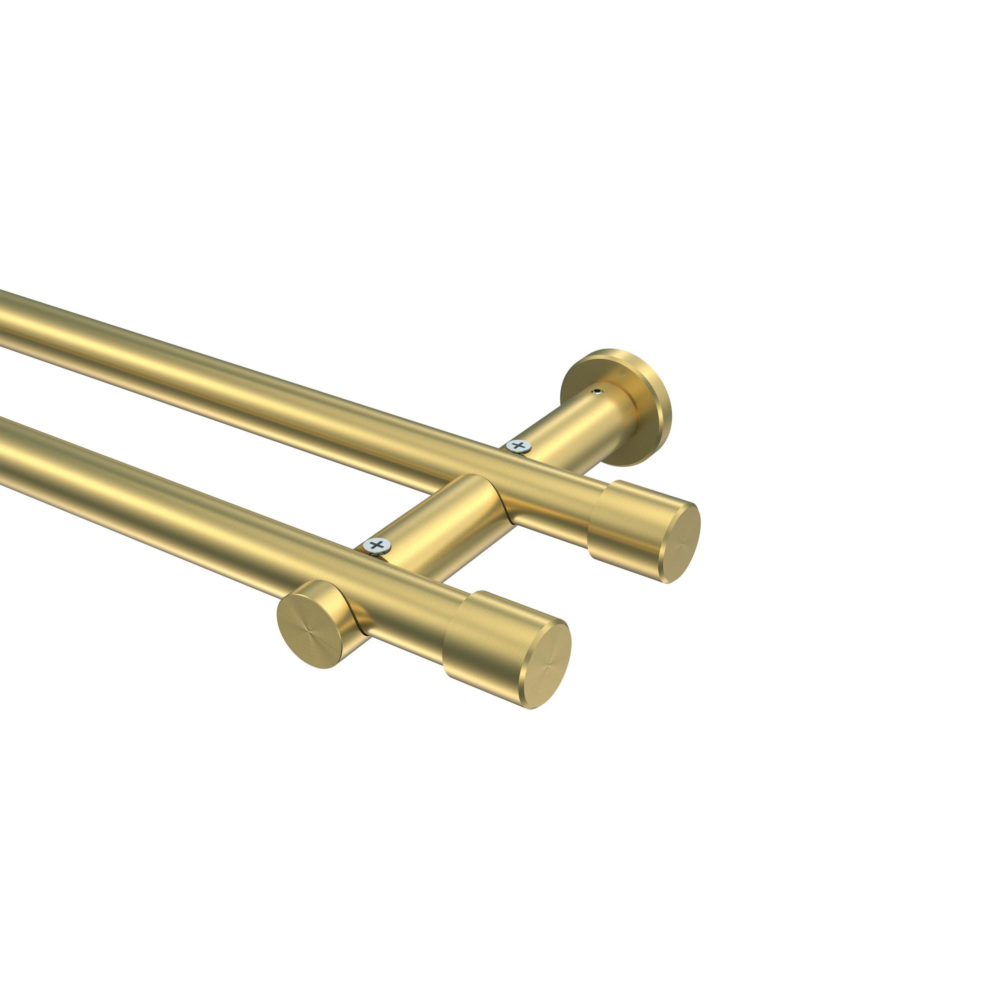 GARDINENSTANGE Platon Santo 140 cm, 2-läufig (ohne Ringe), 20 mm Ø Messing-Optik - Messingfarben, Metall (140cm) - INTERDECO