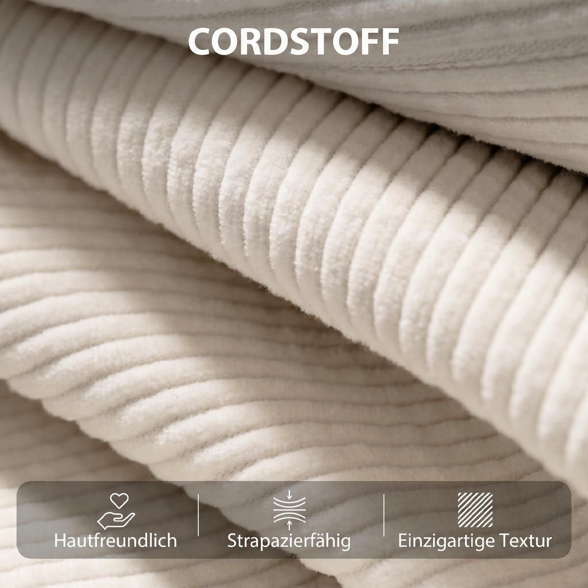 RELAXSESSEL Polyester Cremeweiß - Silberfarben/Creme, Textil/Metall (76/114/87cm) - HOMCOM