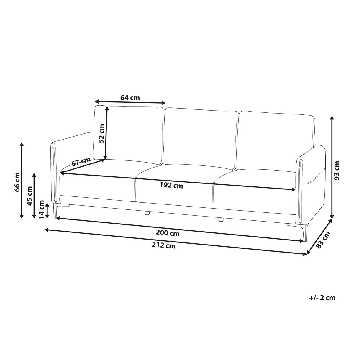 3-SITZER-SOFA Stoff Hellbeige Cilens - Beige/Silberfarben, Textil (212/93/73cm) - Beliani