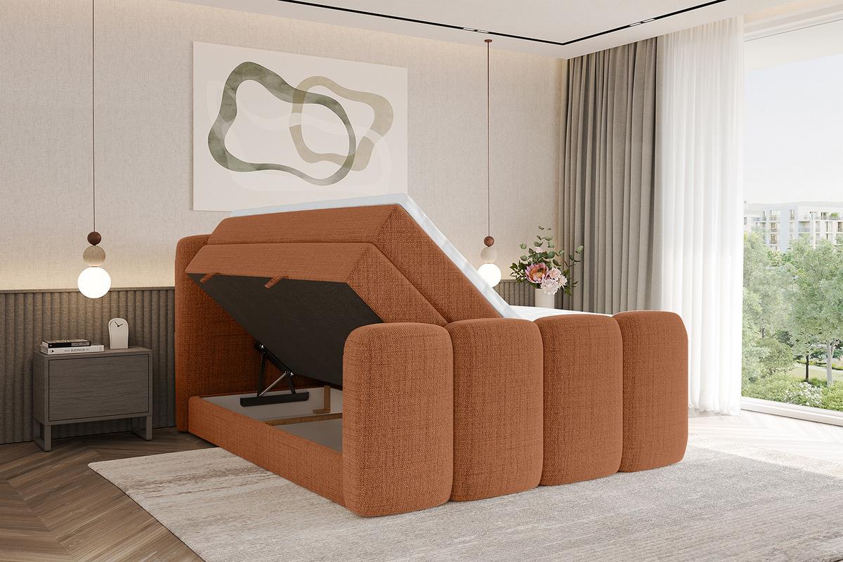 BOXBETT mit Matratze H3|H4 und Lattenrost - NINA-Z KING - 120x200 cm Aragon - Apricot - Orange, Holzwerkstoff (120/200cm)
