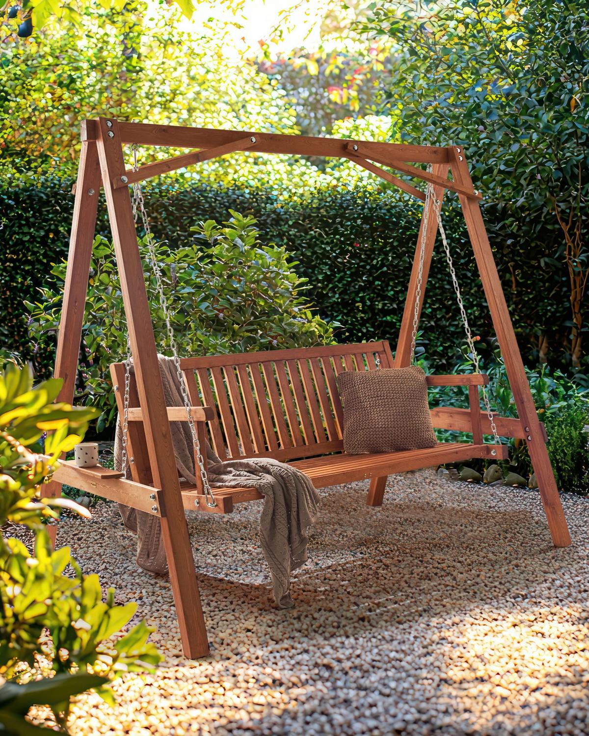HOLLYWOODSCHAUKEL Braun Ficarella - Braun, Holz (203/186/132cm) - Beliani