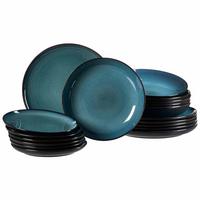 TELLER-SET Bali blau 18-tlg. - Blau, Keramik (2/2/2cm) - Ritzenhoff Breker