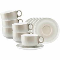 MILCHKAFFEETASSEN MIT UNTERTASSEN Sento Home Aura cream 350 ml 6er Set - Creme, Keramik (0.35L) - Seltmann Weiden