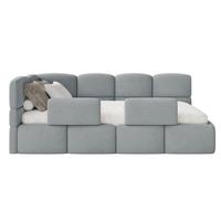 KINDERBETT Cloudy Grau 90x200 cm, mit Matratze & Rausfallschutz, Kopfteil links, Samt - Schwarz/Grau, Kunststoff/Textil (90/200cm) - Selsey