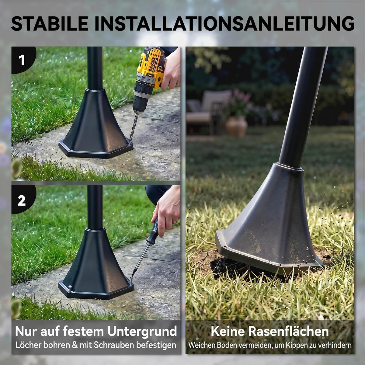 SOLAR Gartenlaterne mit 3 flammig Solarlaterne mit LED 120 Lumen IP44 Kunststoff - Schwarz, Metall (51.5/47/182.5cm) - Outsunny
