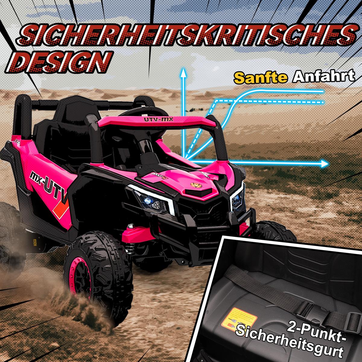 KINDER-ELEKTROAUTO Kunststoff Metall Rosa - Rosa, Kunststoff (96/61/56cm) - AIYAPLAY
