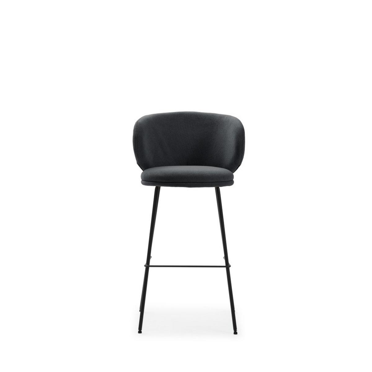 BARHOCKER (Set aus 2) aus Stoff mit schwarzen Metallbeinen - rush 56/53/65 cm - Grau, Textil (53/65/56cm) - Drawer
