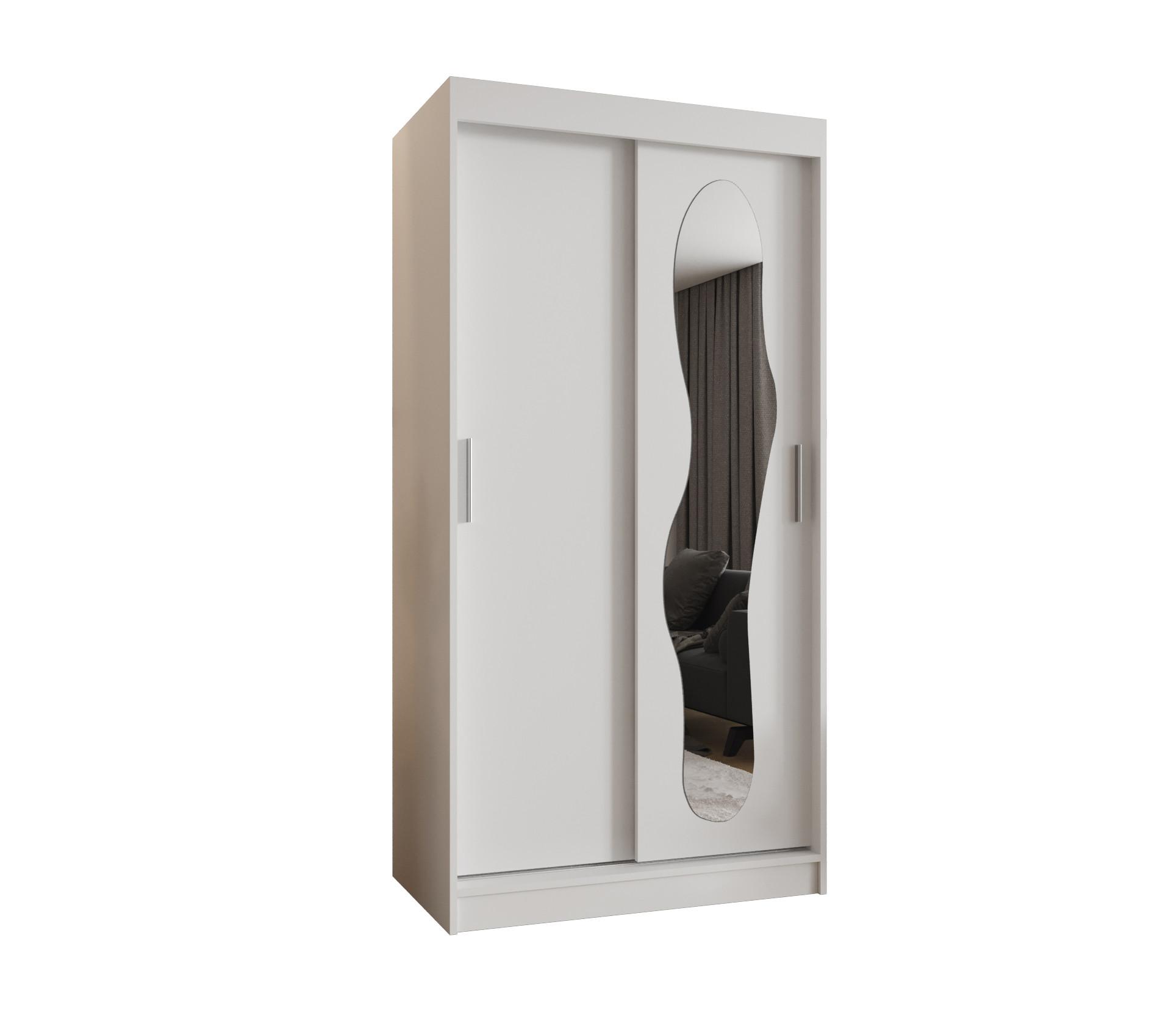SCHIEBETÜRENSCHRANK mit Spiegel ULTRA 200/100/62 2-türig - Silberfarben/Weiß, Holz (100/200/62cm) - MÖBEL KRYSPOL