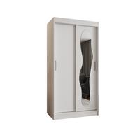 SCHIEBETÜRENSCHRANK mit Spiegel ULTRA 200/100/62 2-türig - Silberfarben/Weiß, Holz (100/200/62cm) - MÖBEL KRYSPOL