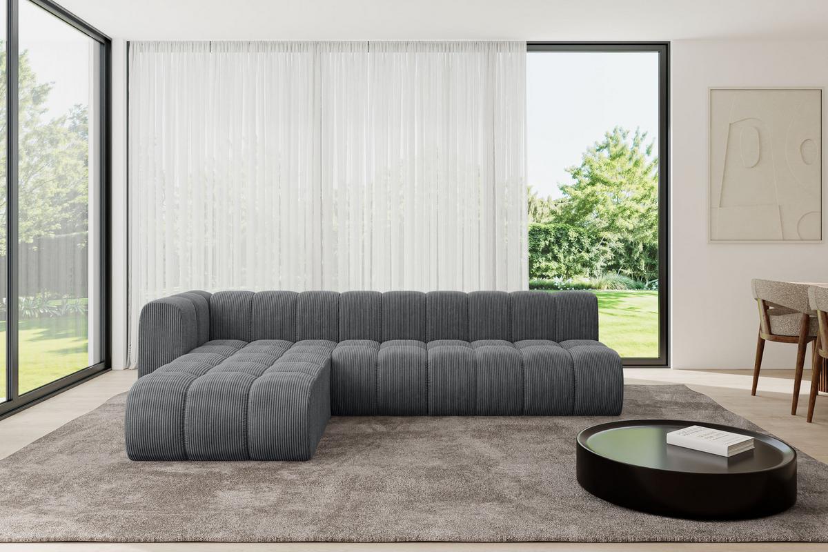ECKSOFA modulares Sofa Darnel-L2 - 296x177x70 cm Dunkelgrau - Dunkelgrau, Holzwerkstoff/Textil (296/177cm) - ALTDECOR