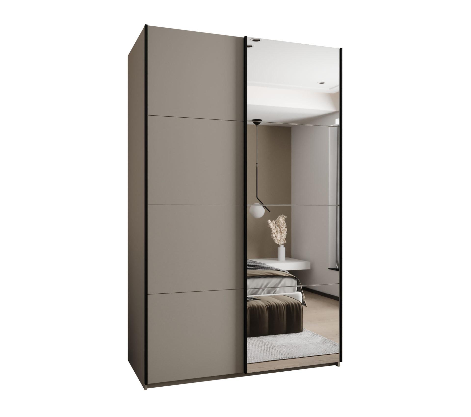 SCHWEBETÜRENSCHRANK 245,5/150/64 2-türig - Kaschmir/Schwarz, Holz/Metall (150/245/64cm) - Abiks Möbel