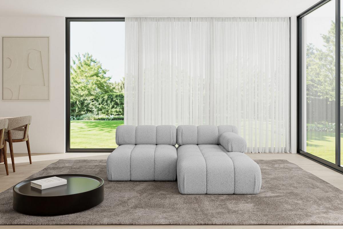 ECKSOFA modulares Sofa Razon-L1 - 190x160x70 cm Hellgrau Bouclé - Hellgrau, Holzwerkstoff/Textil (190/160cm) - ALTDECOR