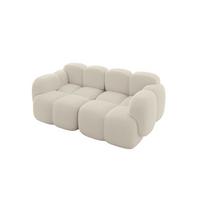 2-SITZER modulares Sofa Miko-S1 214x118x75 cm Beige Bouclé - Sandfarben/Schwarz, Holzwerkstoff/Kunststoff (214/75/118cm) - ALTDECOR