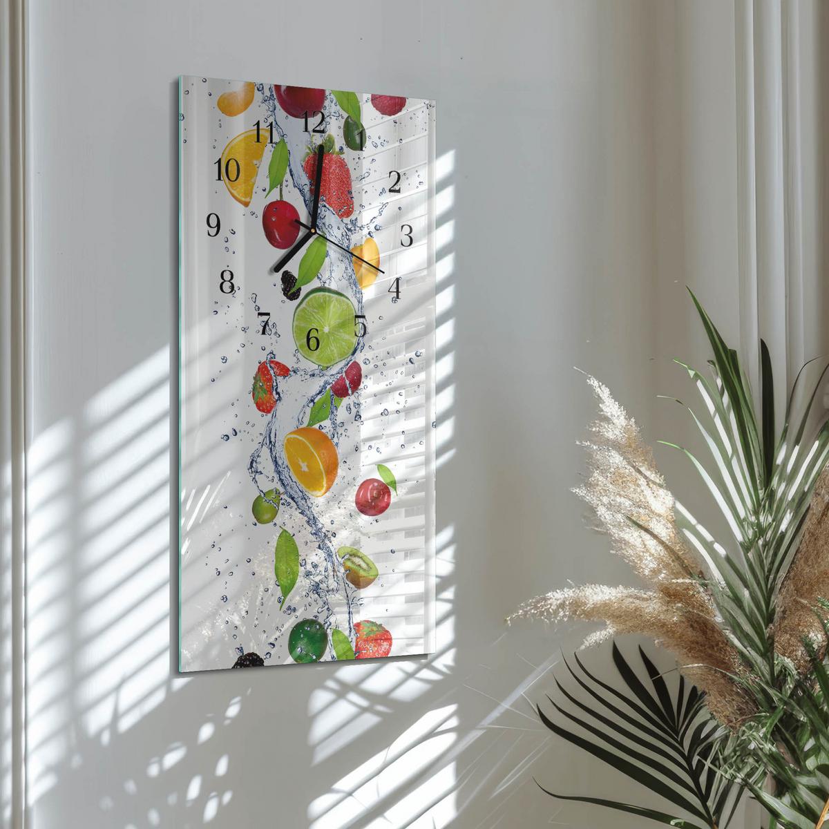 WANDUHR aus Glas 30x60 cm - Obst - Multicolor, Glas (30/60/0.4cm) - TULUP