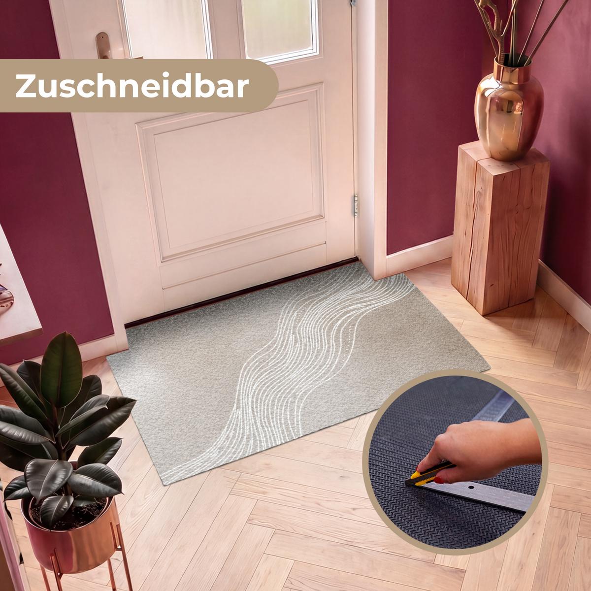 FUSSMATTE Wellenlinien - Fließend - Sandfarben Fußabtreter 120x80 cm - Beige, Kunststoff (120/0.4cm) - MuchoWow