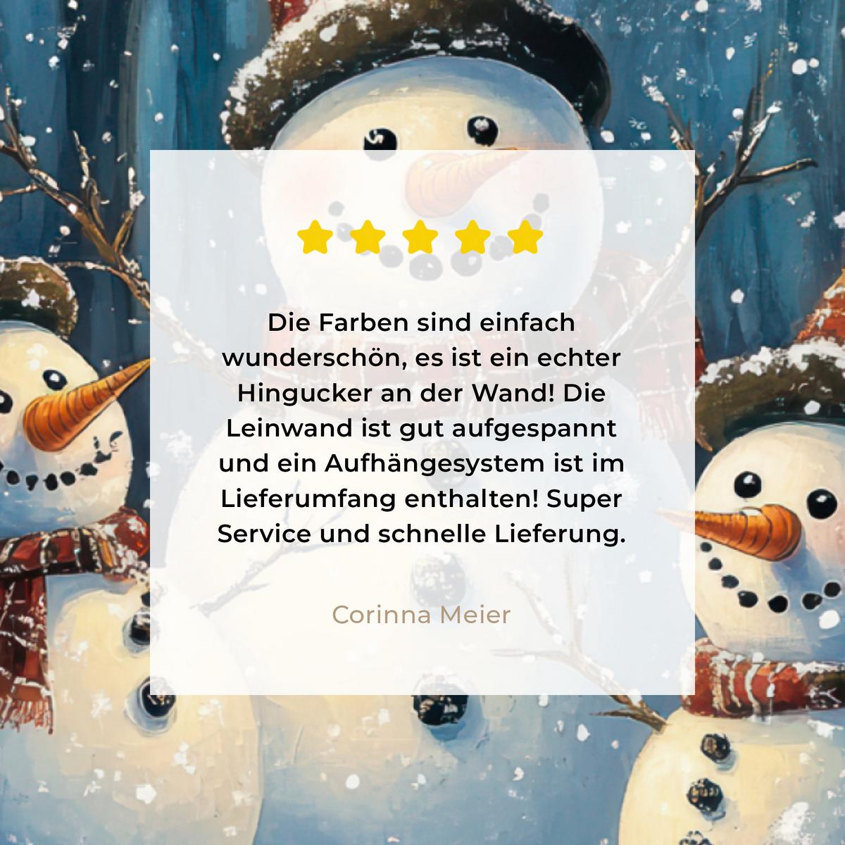 LEINWANDBILD Schneemann - Schnee - Winter - Wald Wandbild 40x30 cm - Hellblau, Textil (40/30cm) - MuchoWow